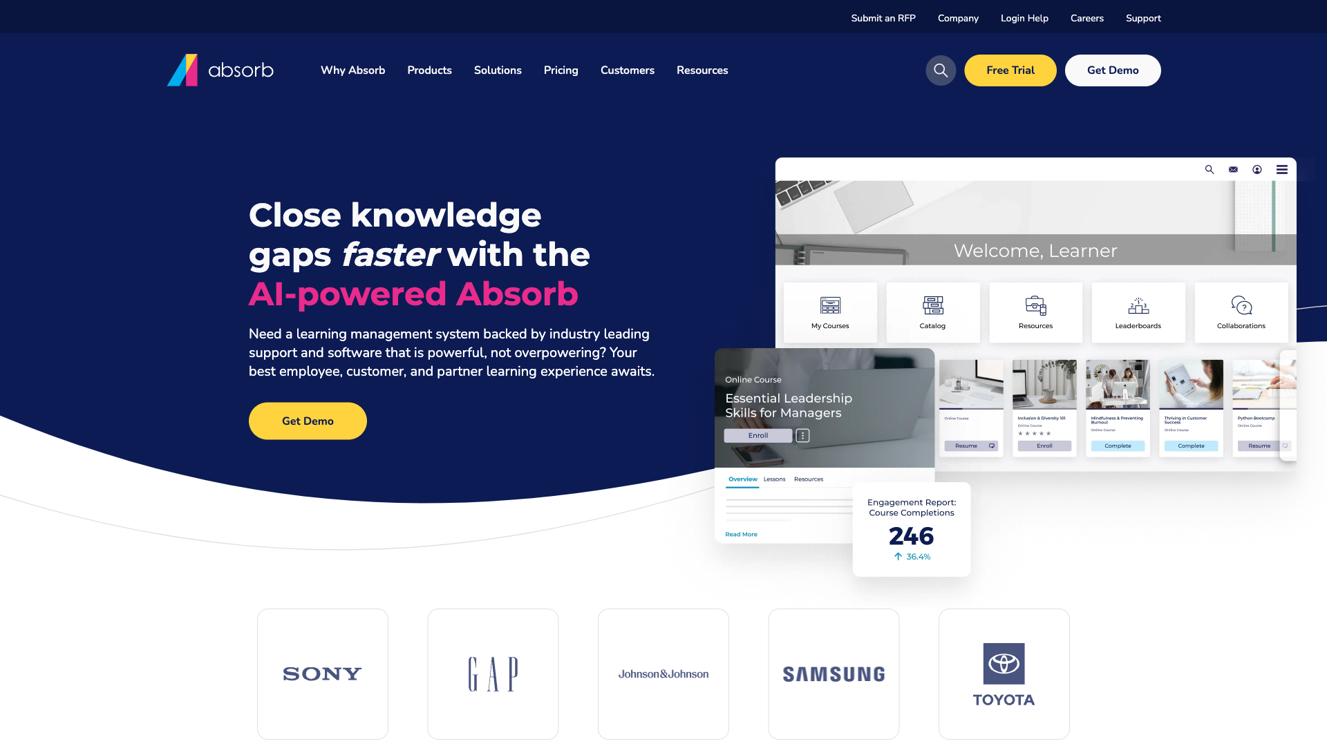 Absorb LMS Website Homepage