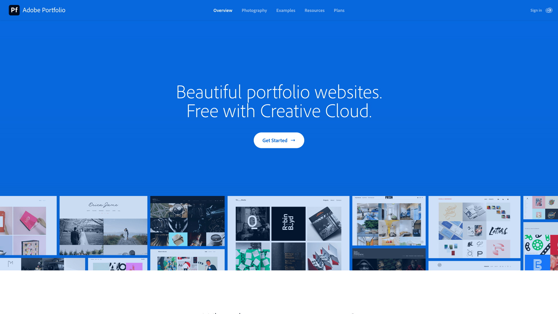 Adobe Portfolio Website Homepage