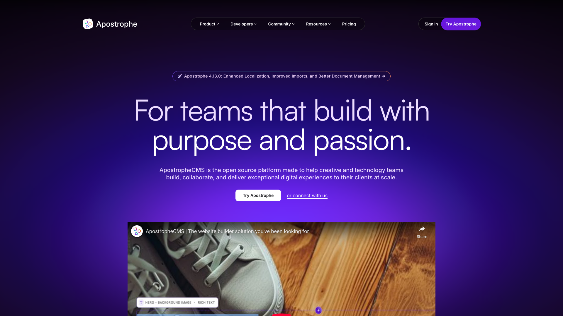 Apostrophe Website Homepage