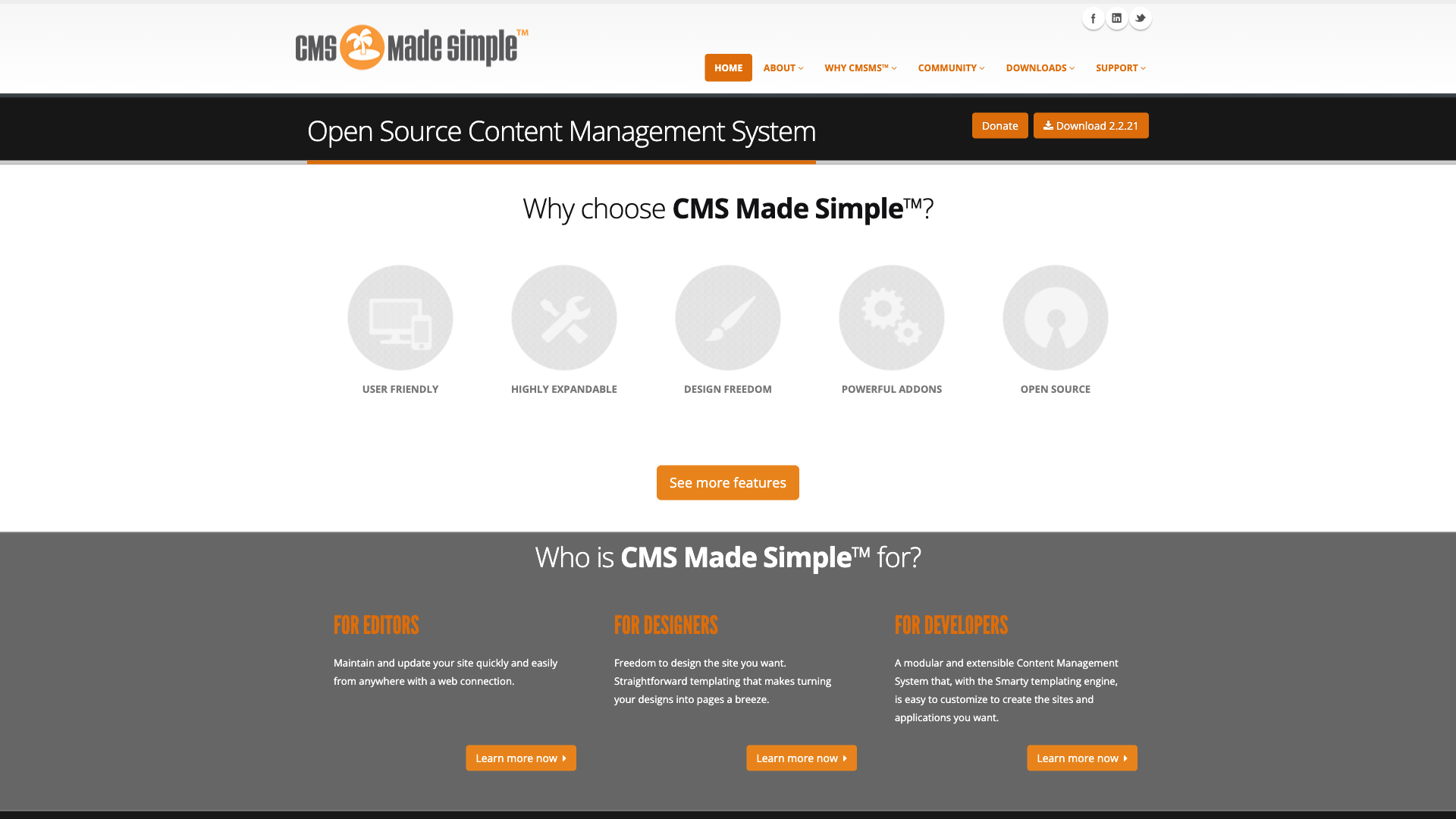 CMS Made Simple Website Homepage