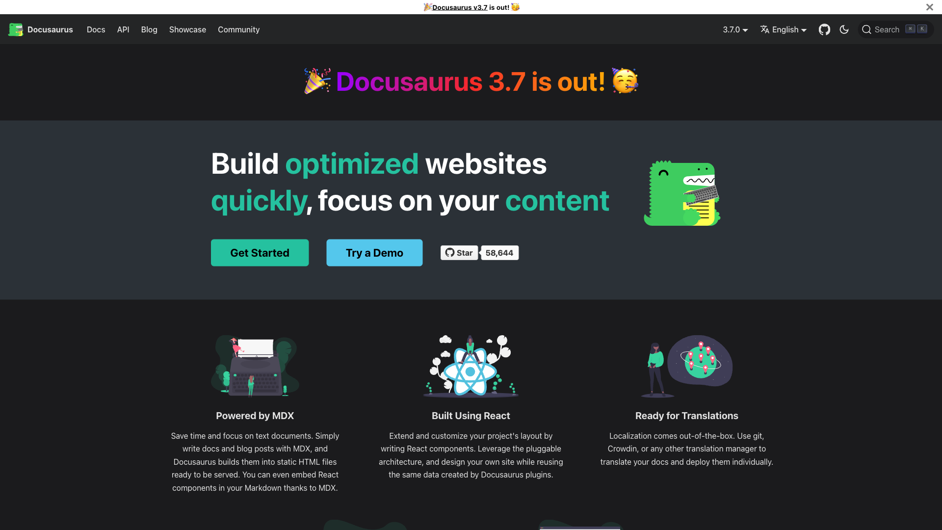 Docusaurus Website Homepage
