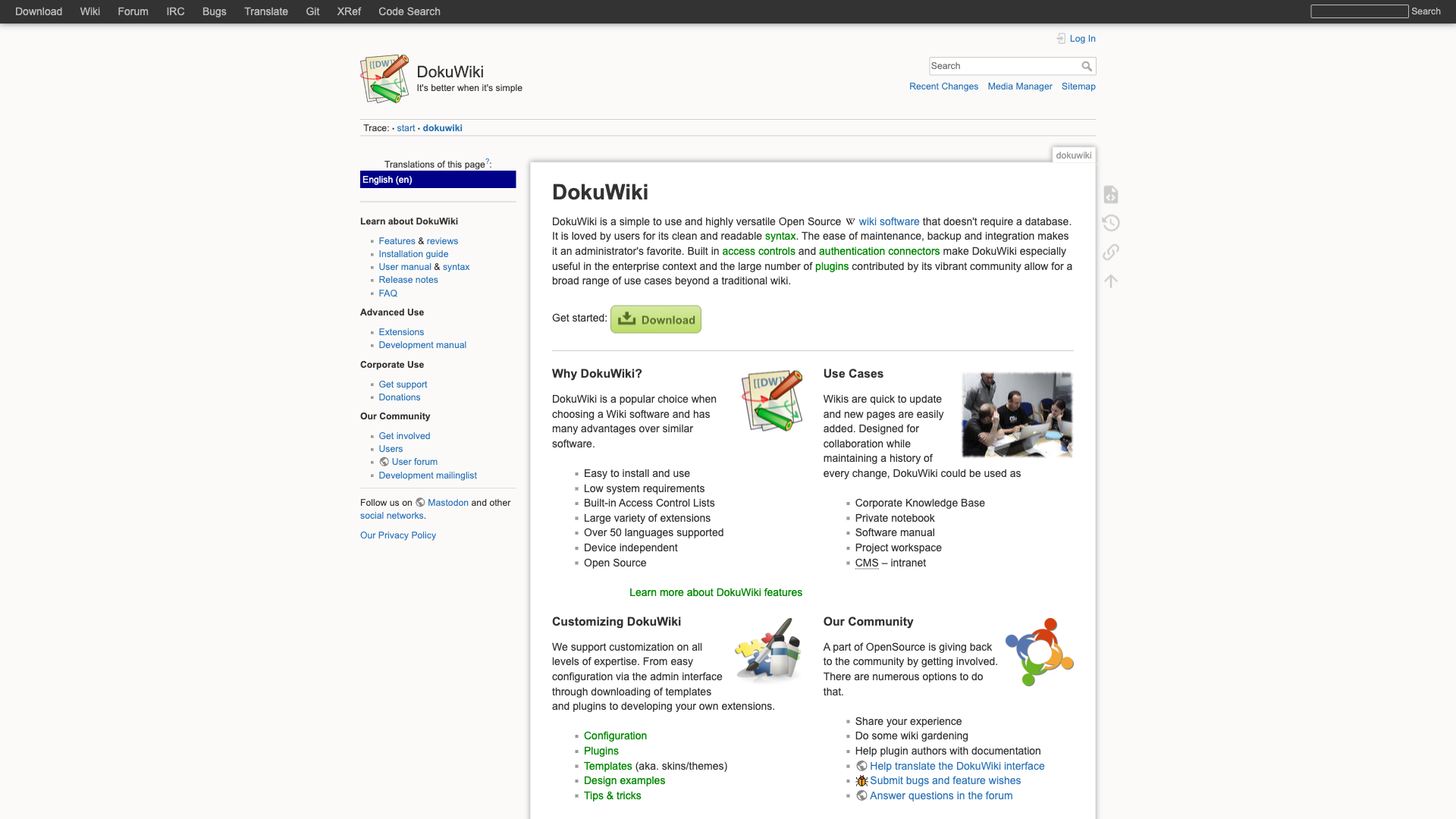 DokuWiki Website Homepage