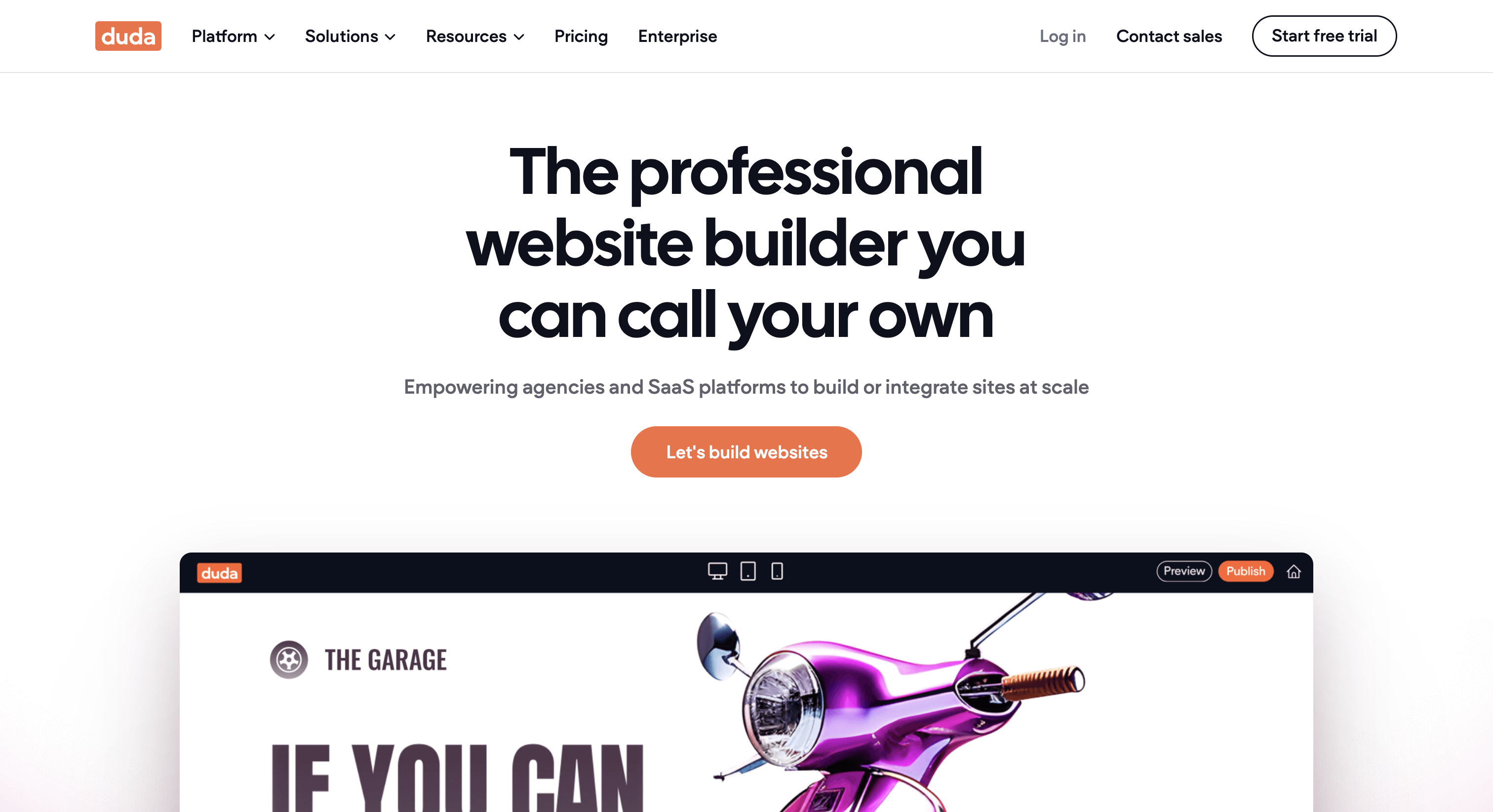 Duda Website Homepage