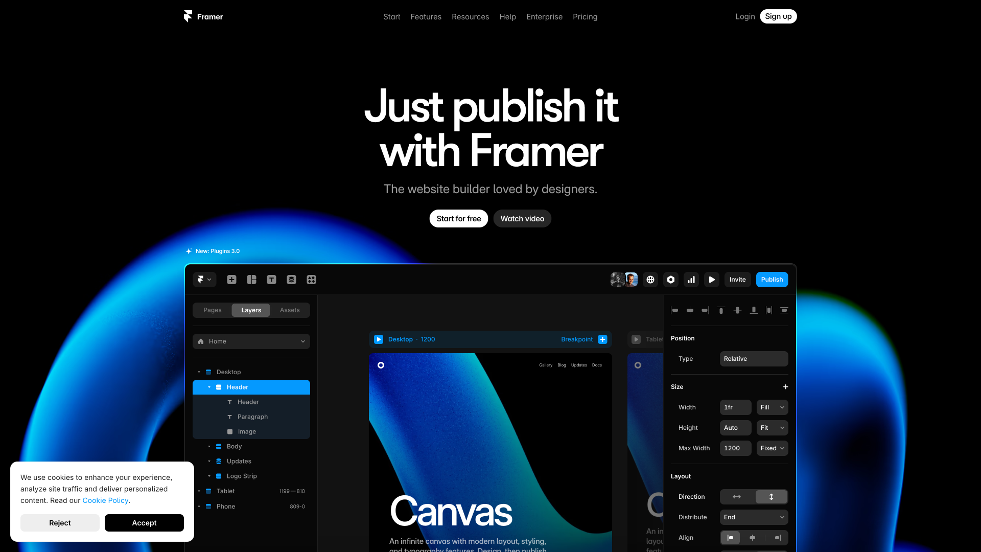 Framer App Website Homepage