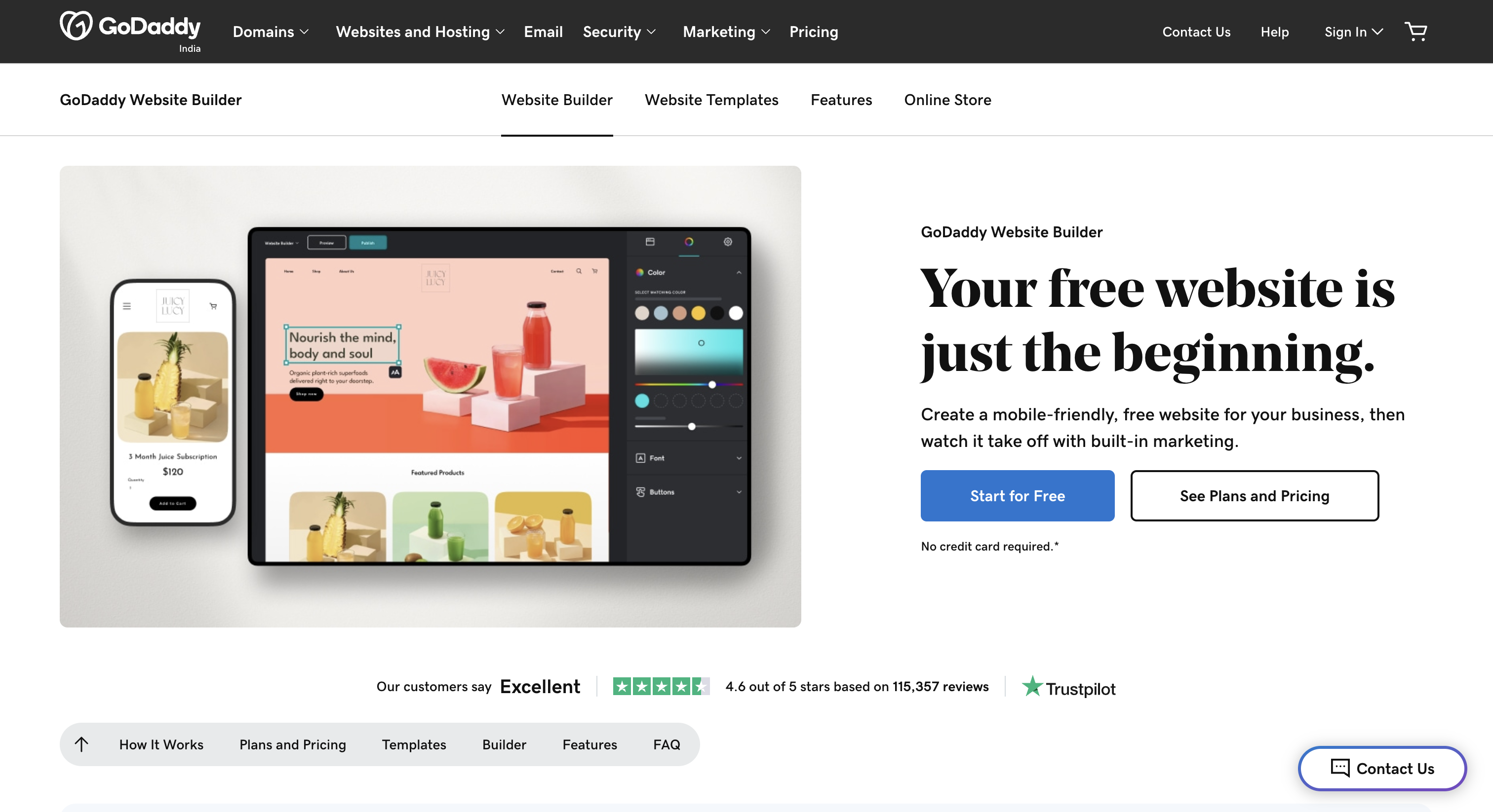 GoDaddy Website Builder Website Homepage