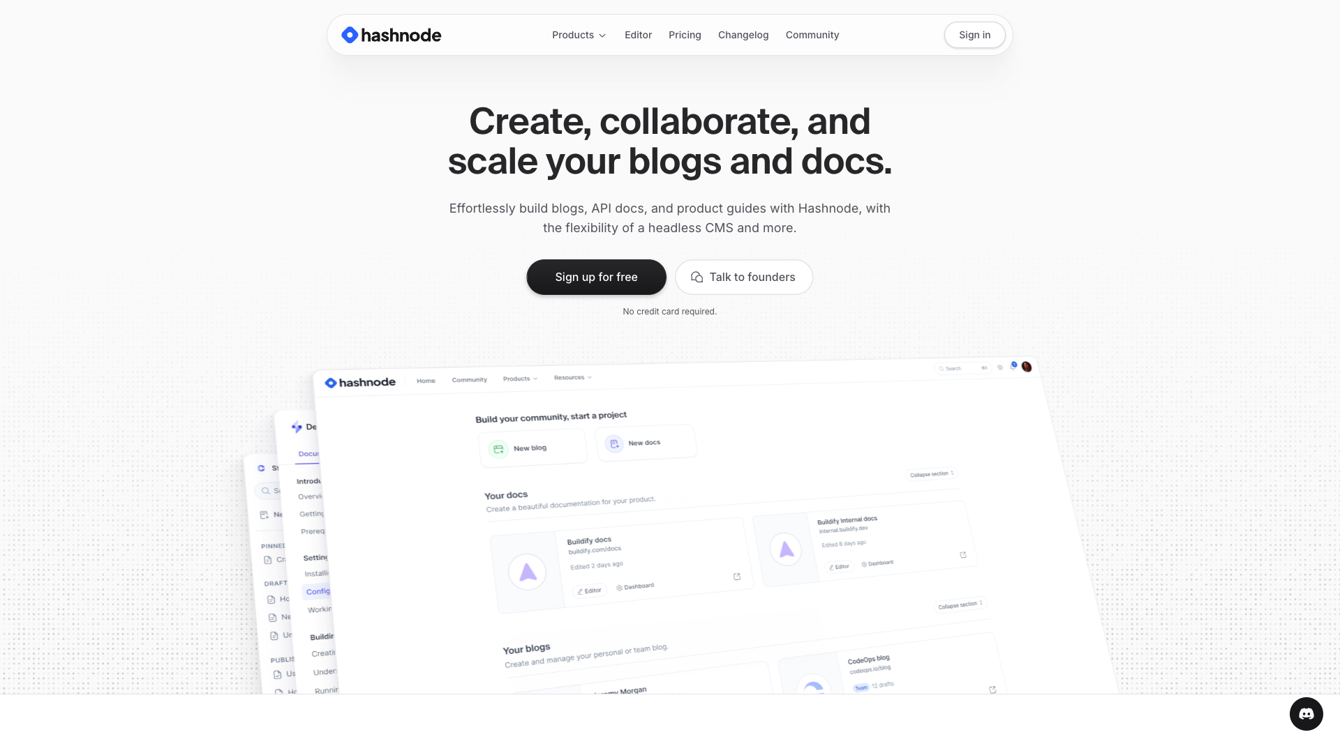Hashnode Website Homepage