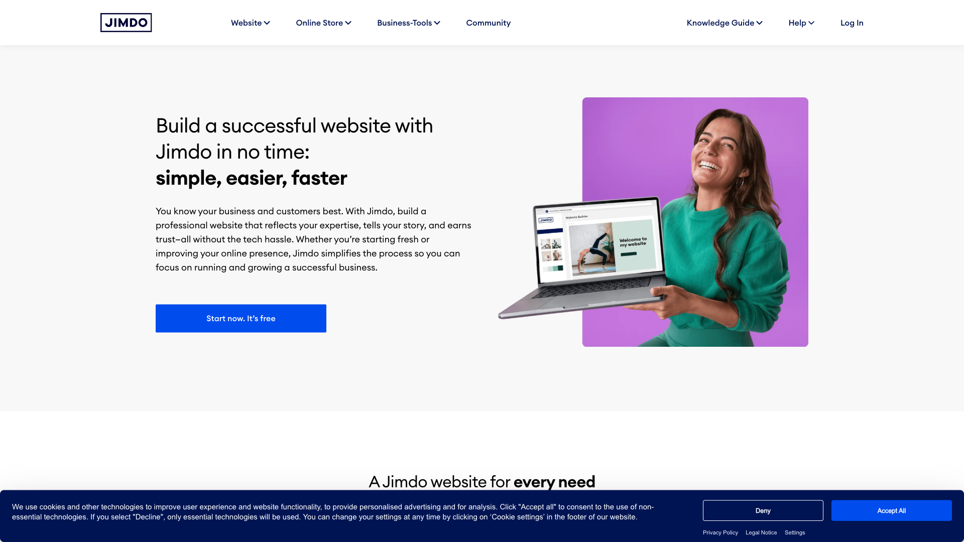 Jimdo Website Homepage