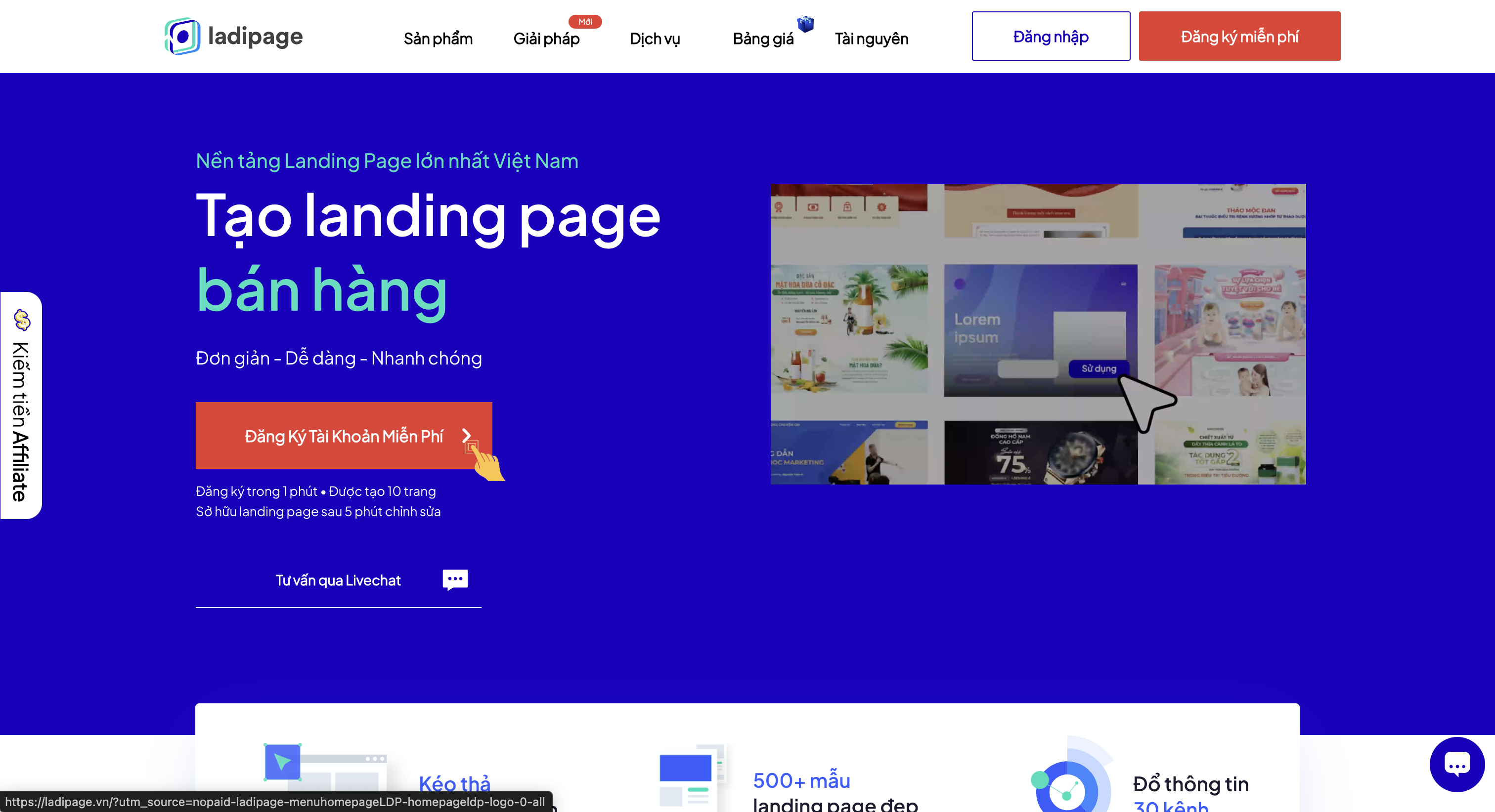 Ladipage Website Homepage