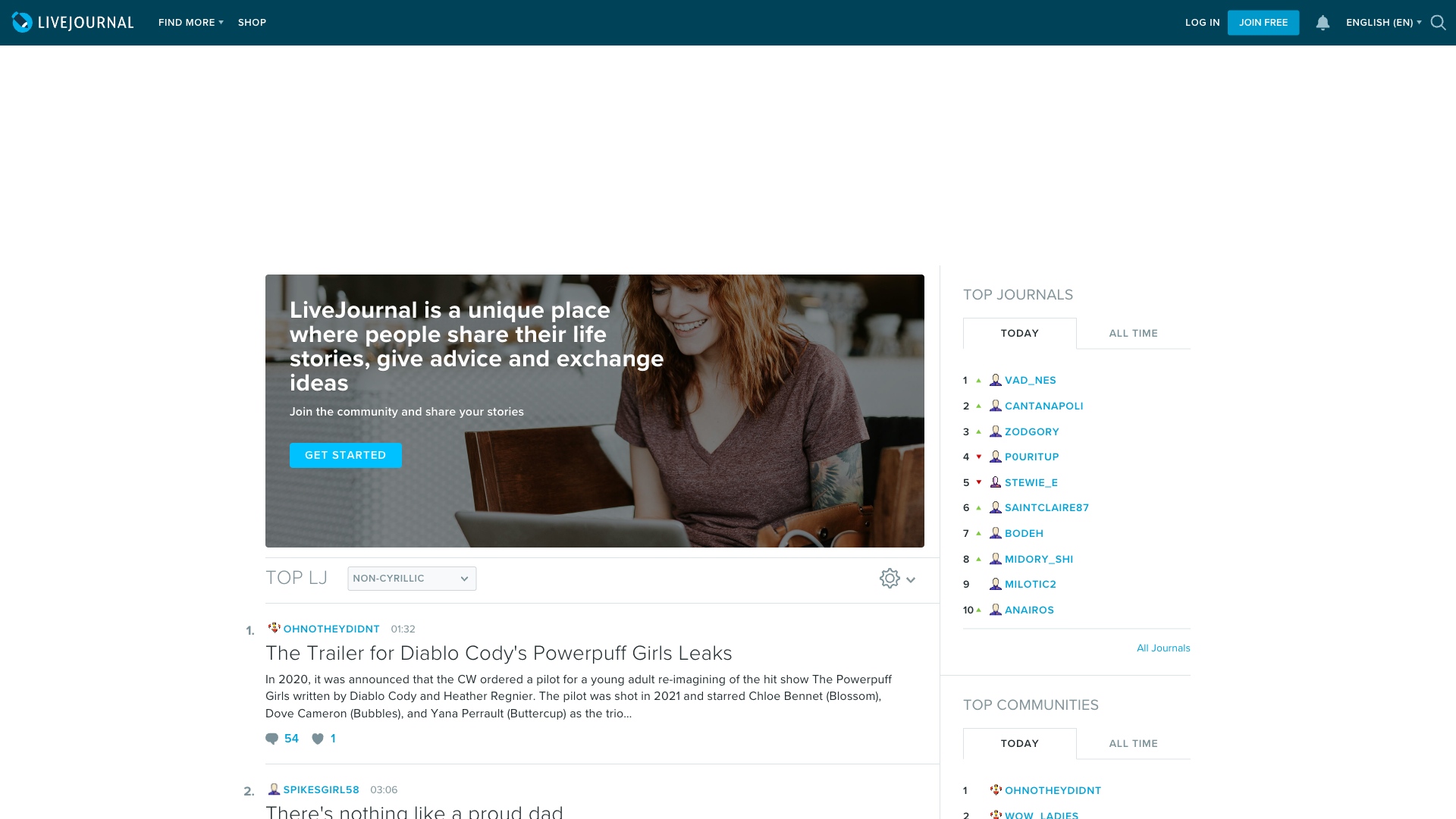 Livejournal Website Homepage