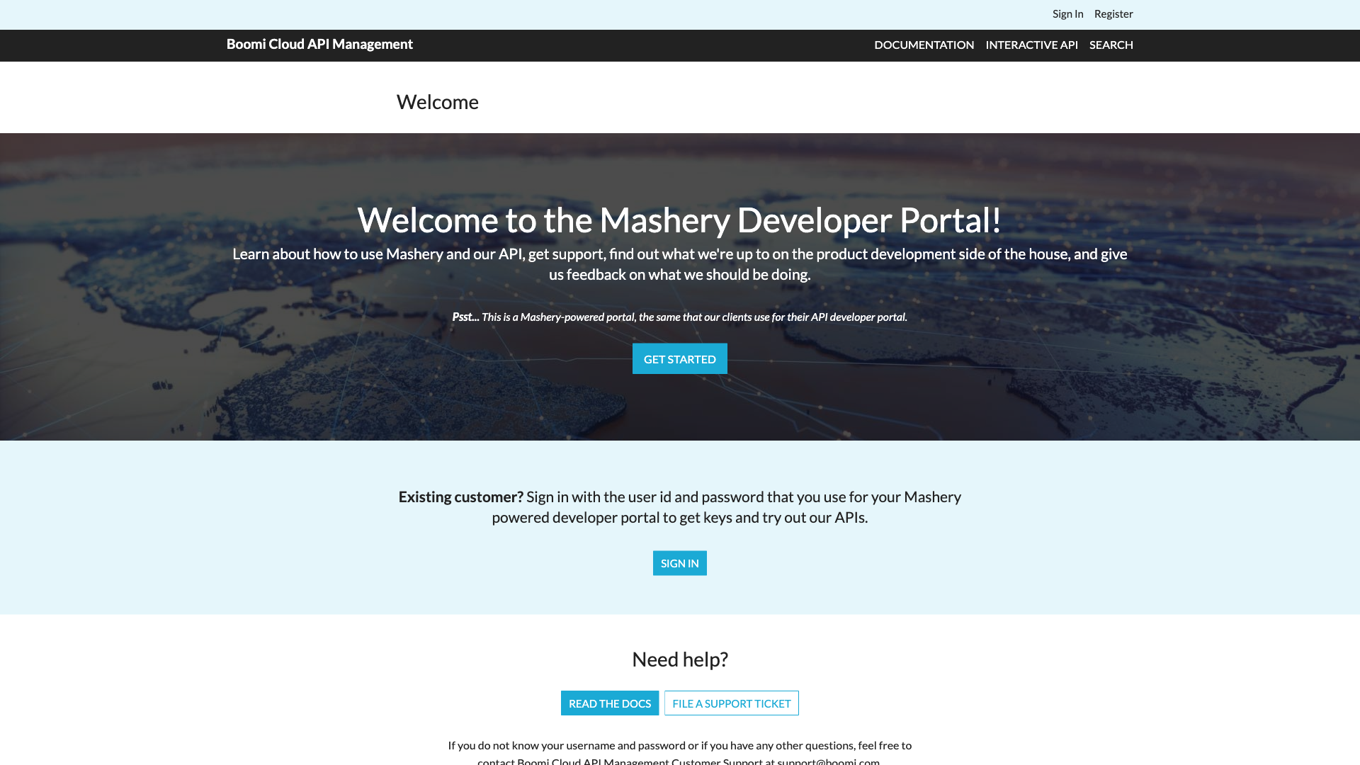 Mashery API Website Homepage