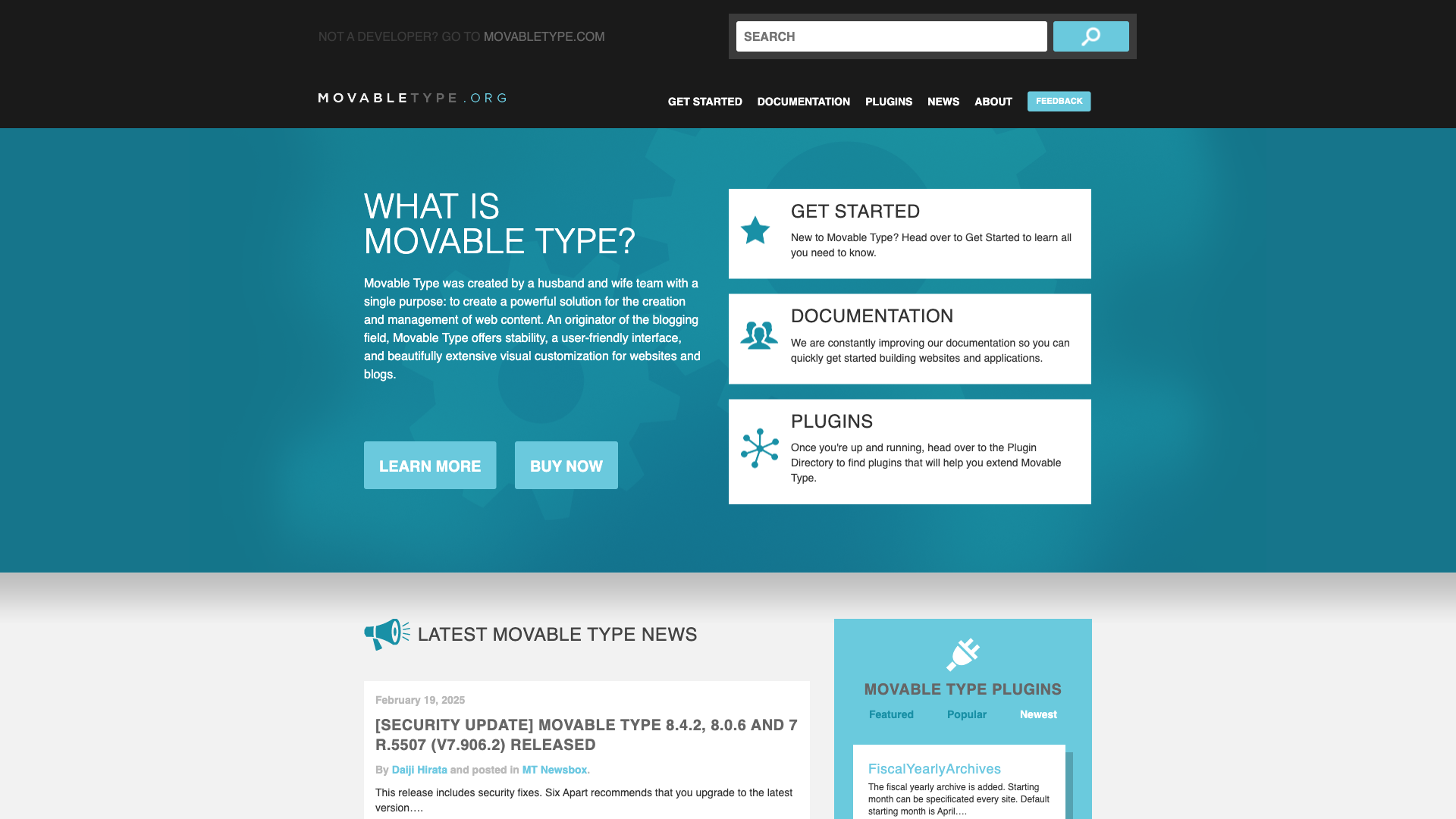 MovableType Website Homepage