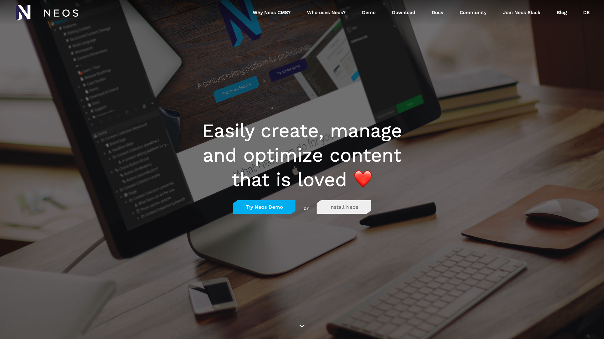 Neos CMS Website Homepage