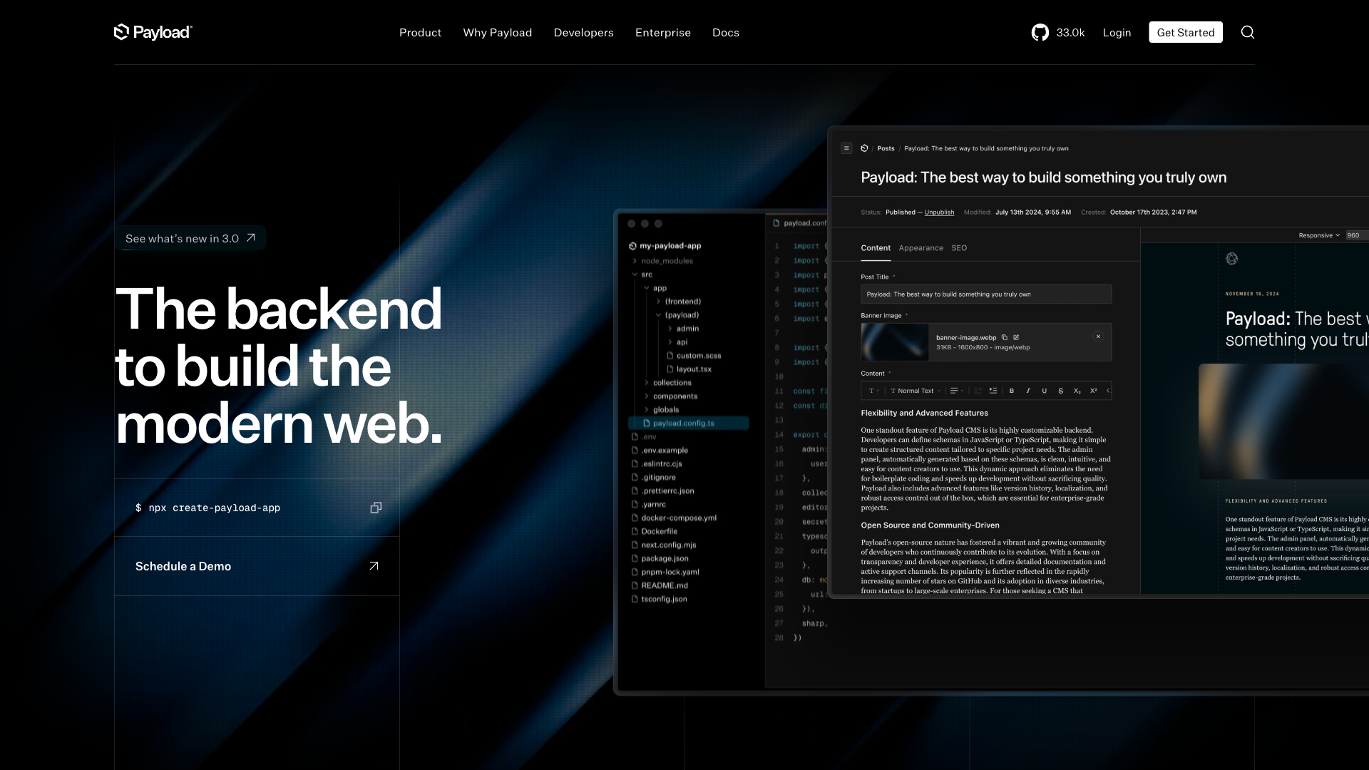 Payload CMS Website Homepage