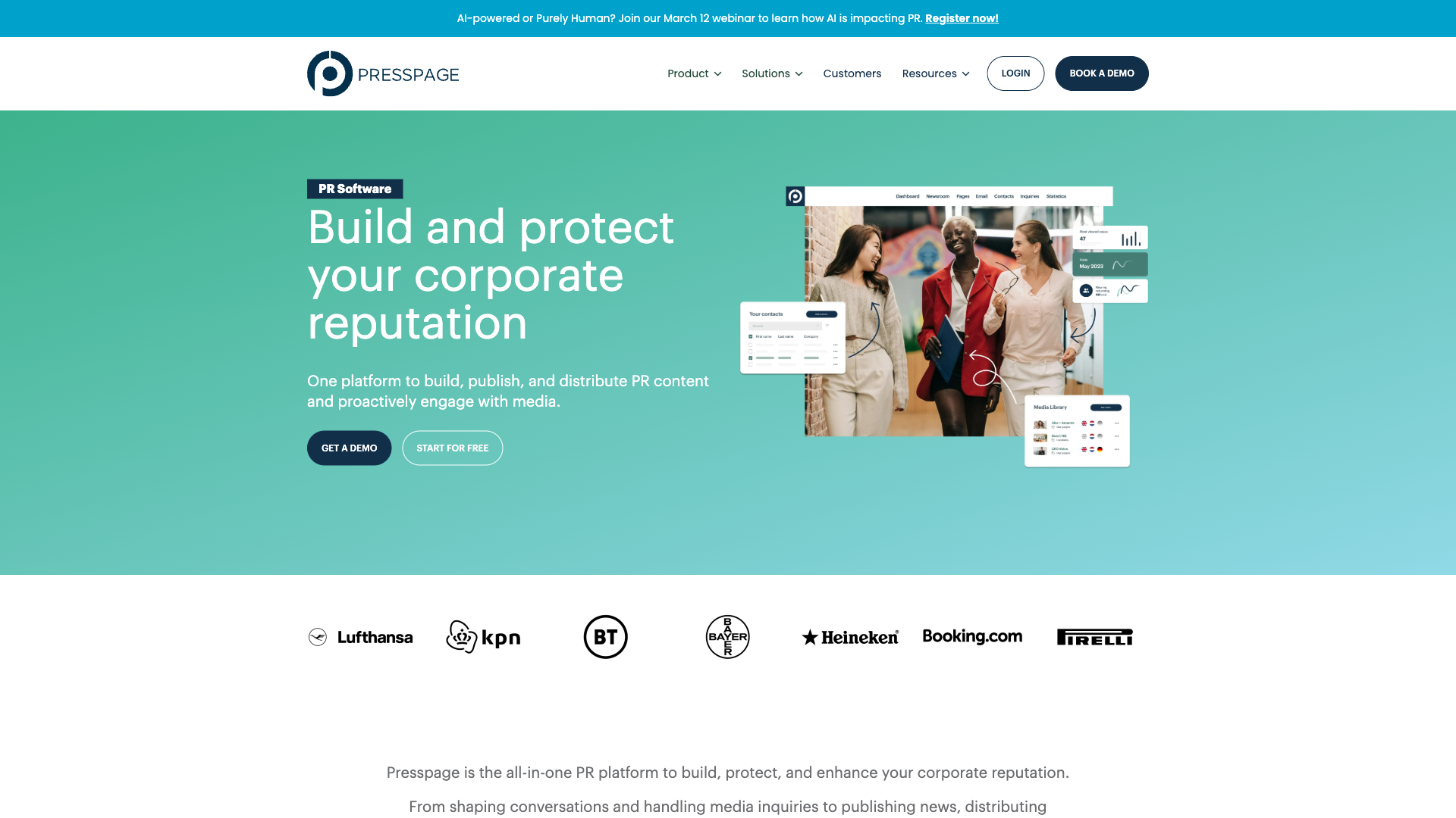 PressPage Website Homepage