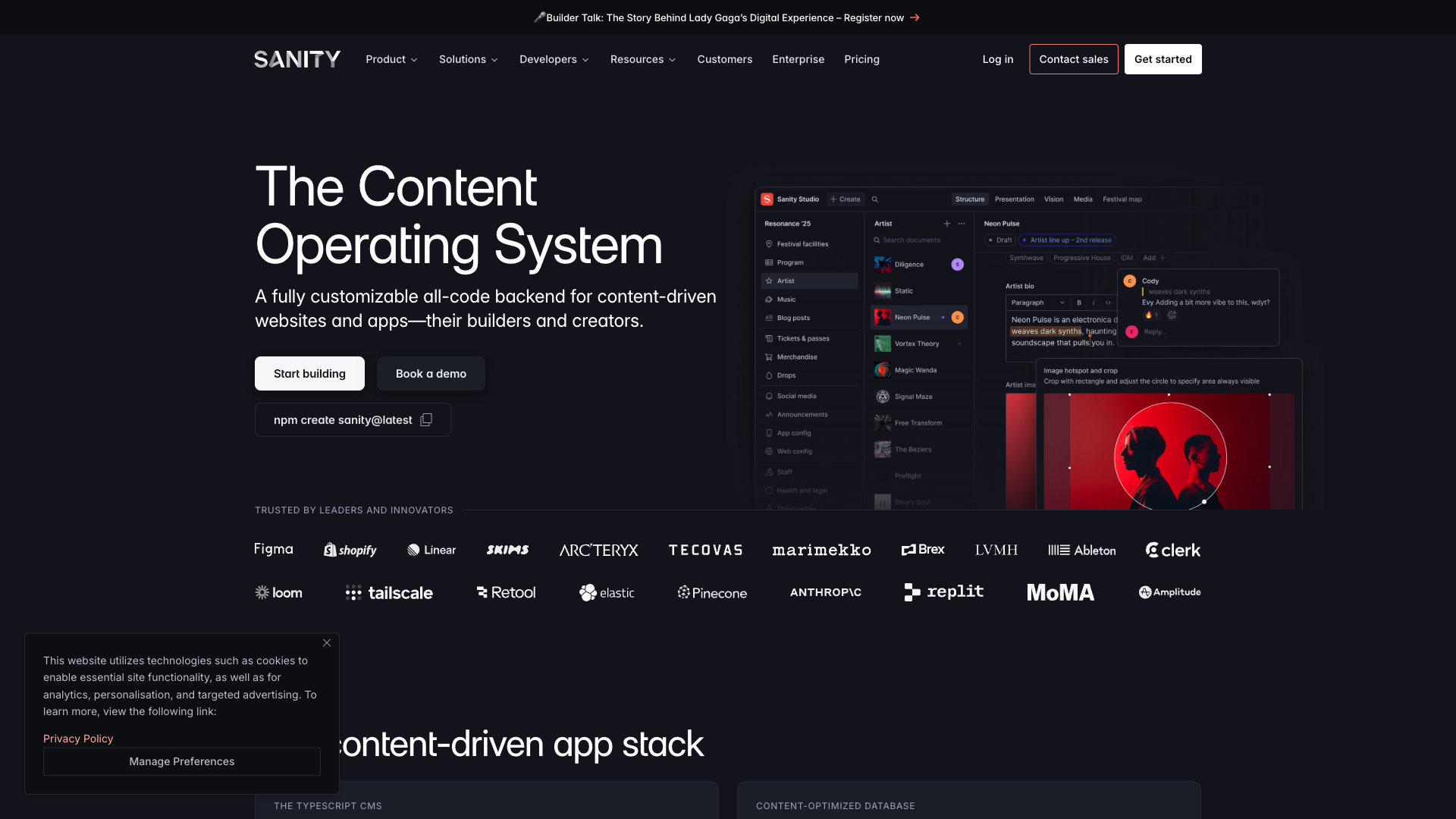 Sanity Website Homepage