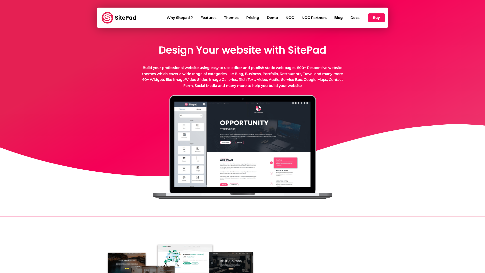 SitePad Website Homepage
