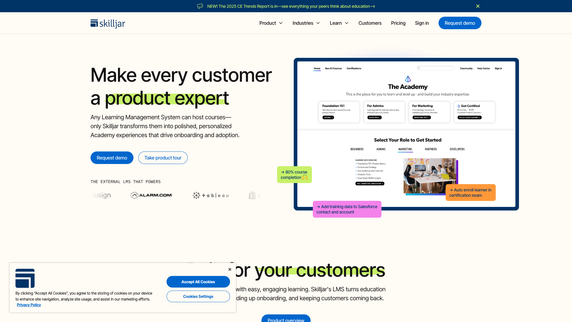 Skilljar Website Homepage