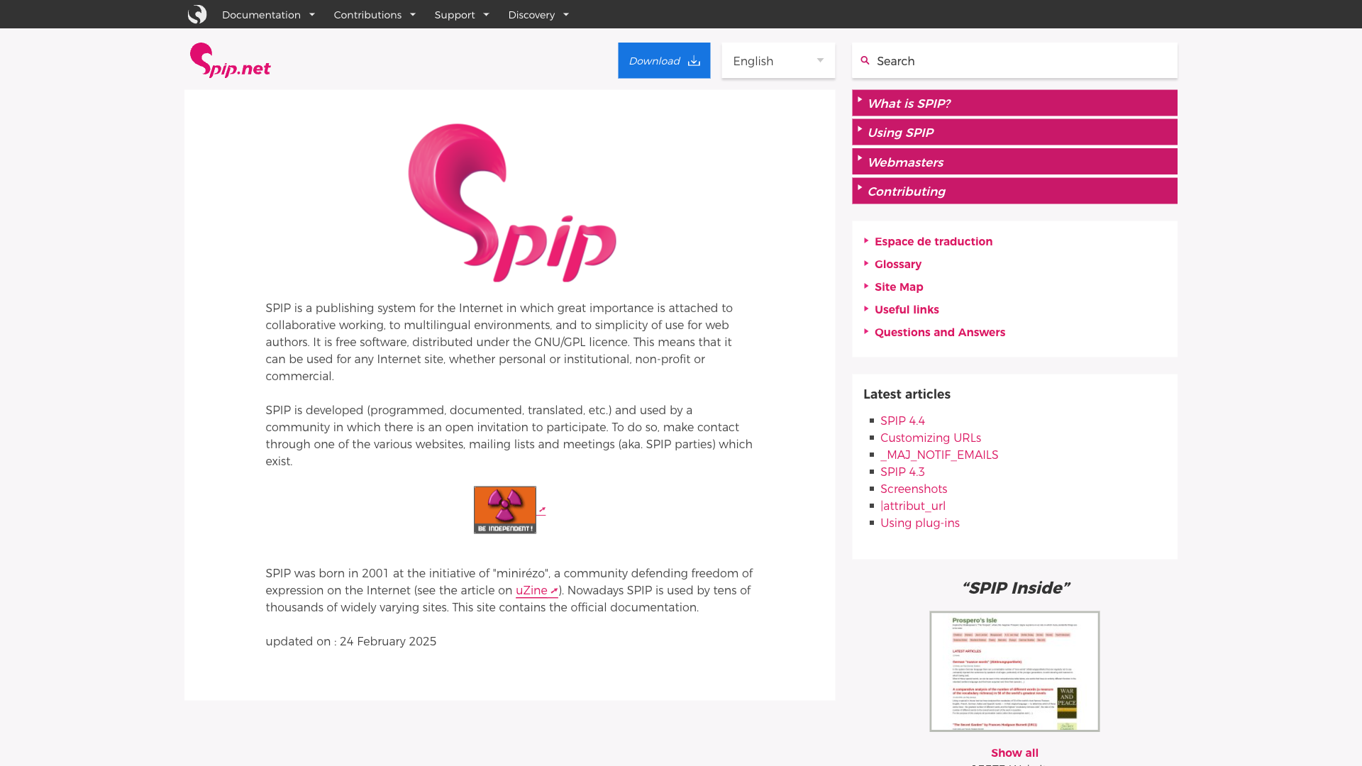 SPIP Website Homepage