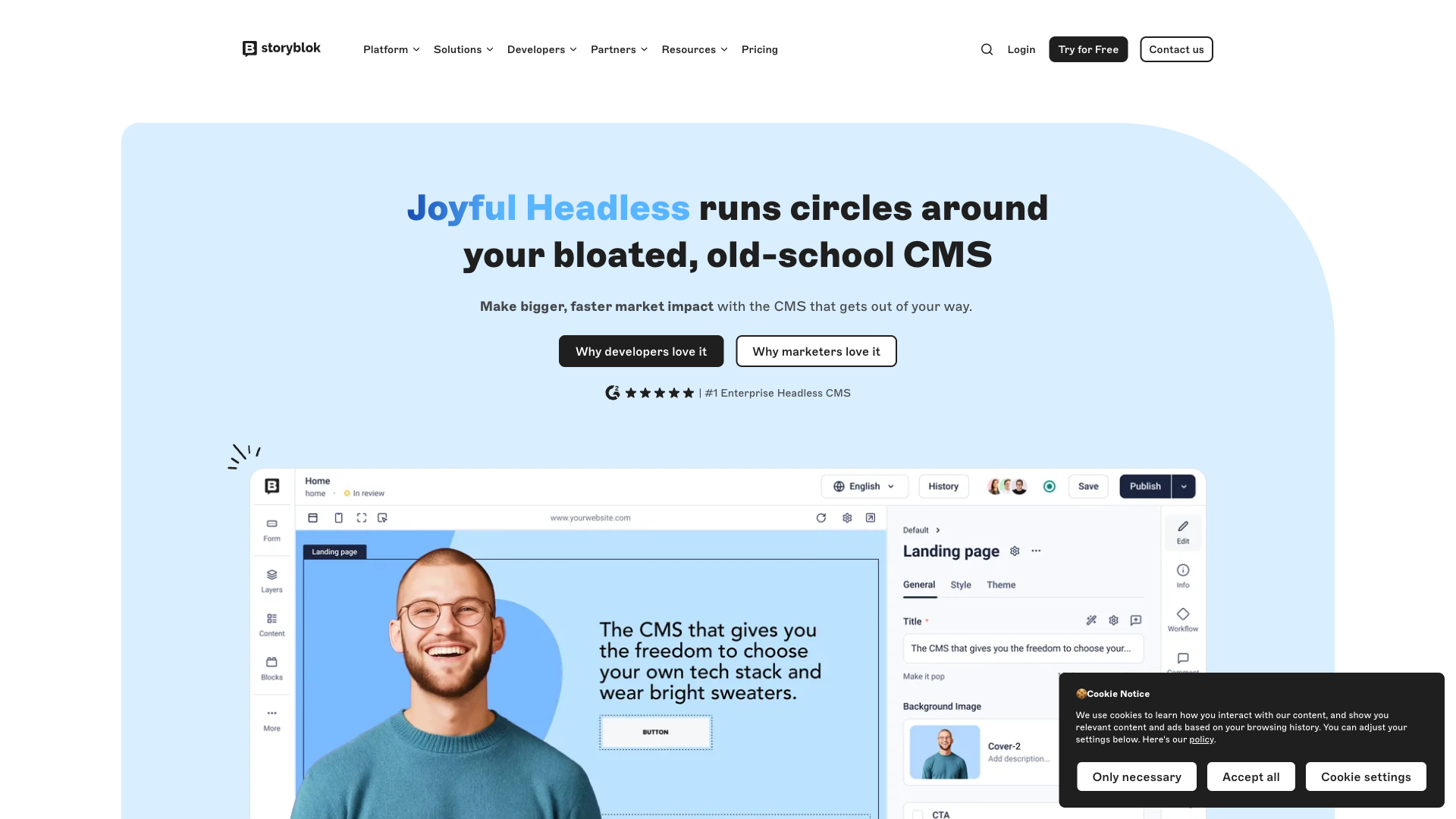 Storyblok Website Homepage