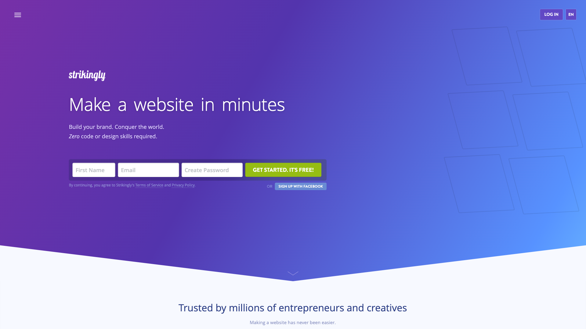 Strikingly Website Homepage