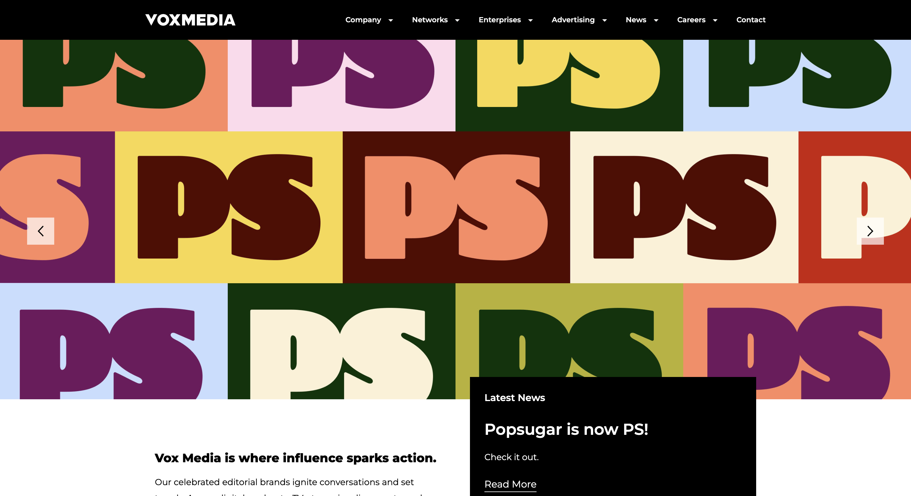 Vox Media Website Homepage