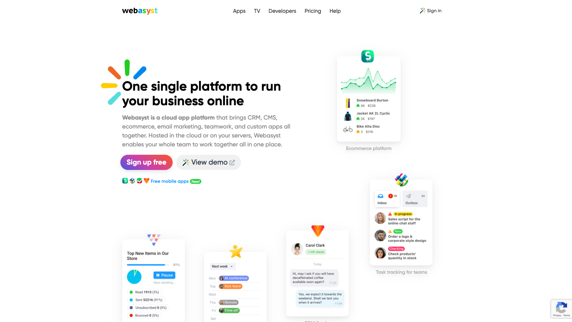 Webasyst Website Homepage