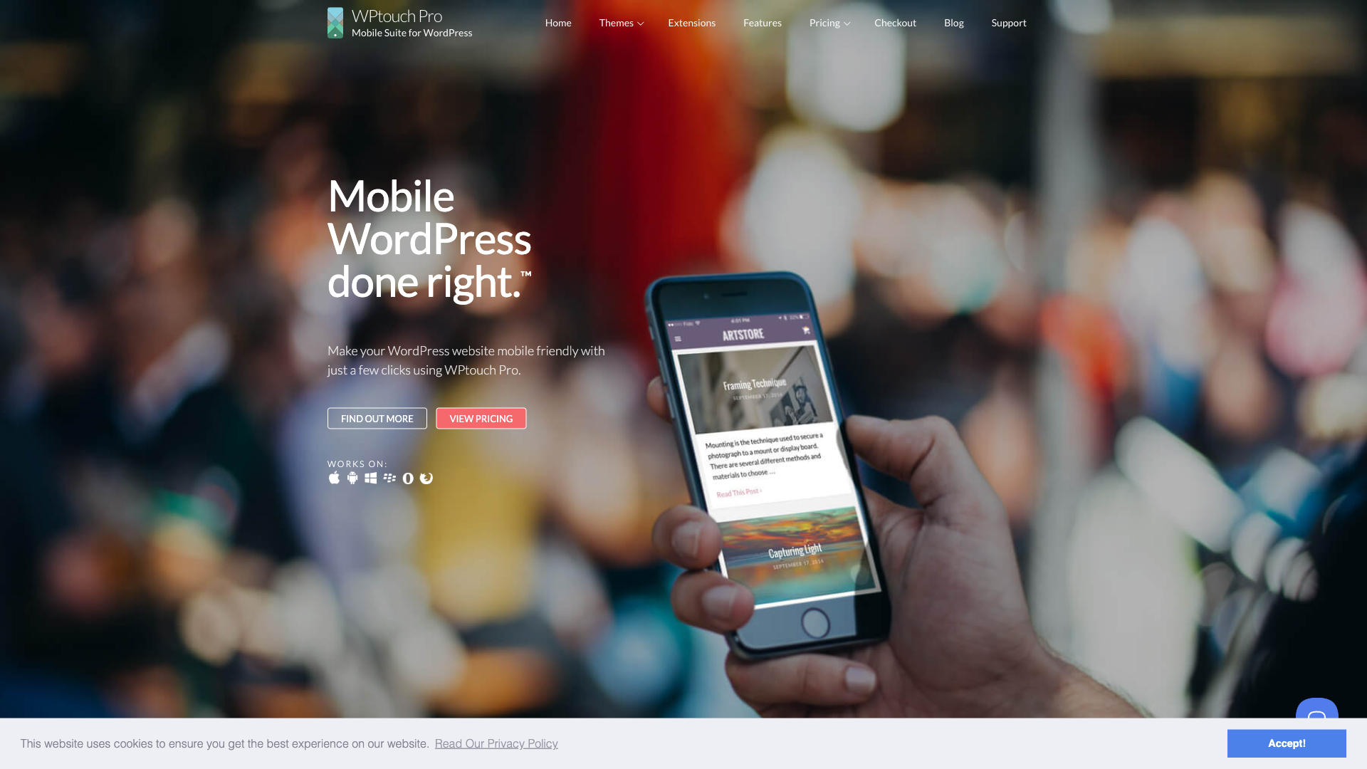 WPTouch Pro Website Homepage