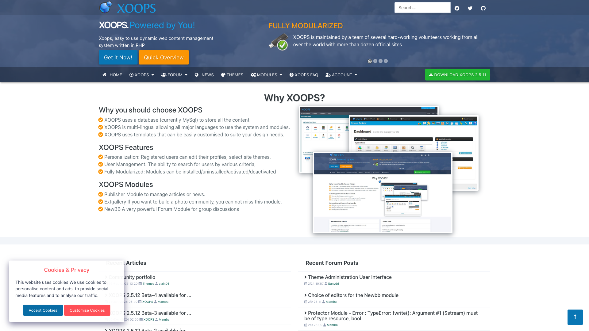 XOOPS Website Homepage